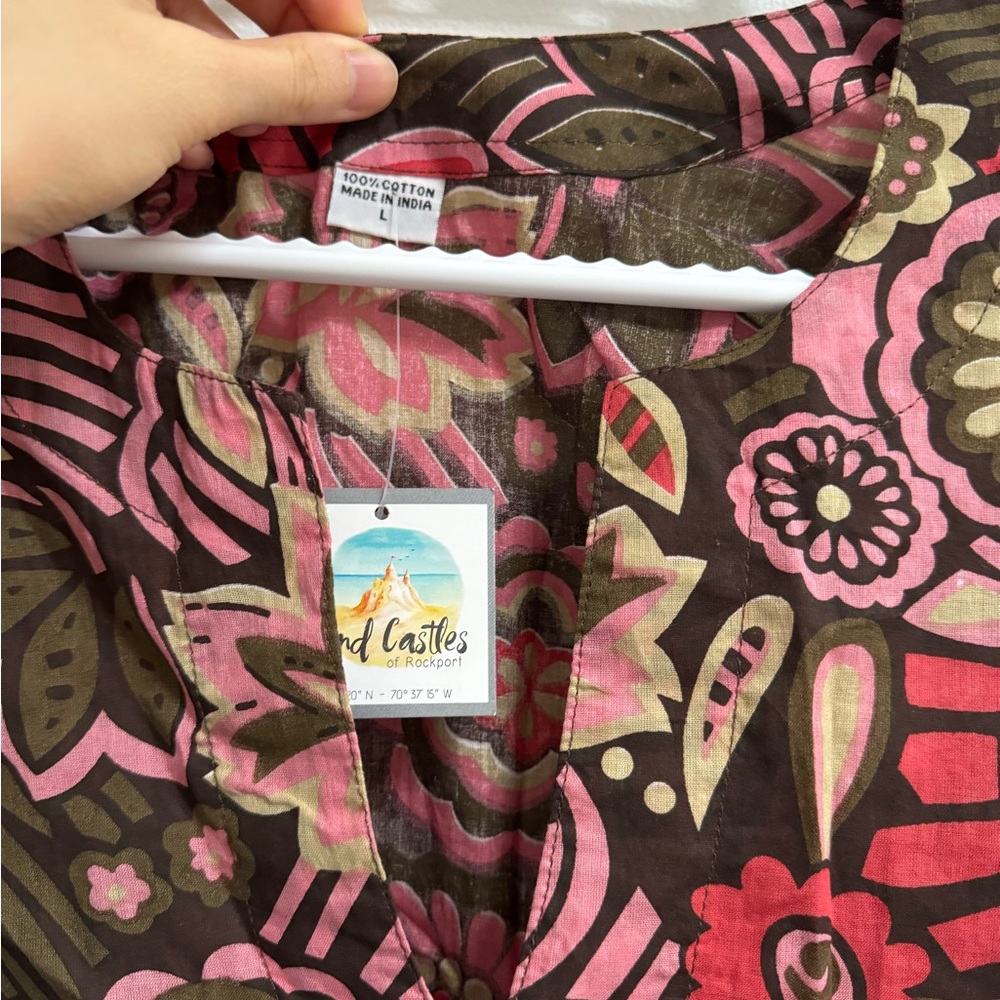 Boutique Printed Cotton Blouse L - Picture 2 of 6